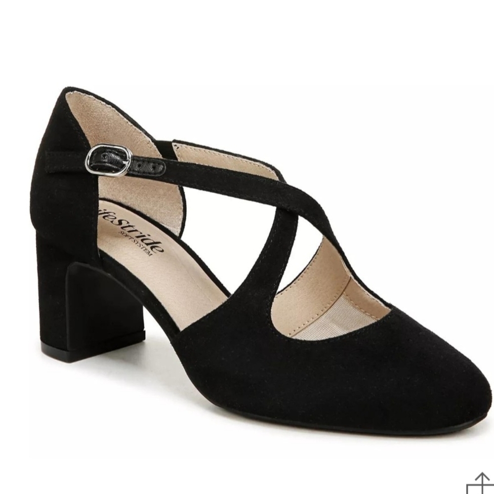 Life Stride Tracy Black Suede Heels
